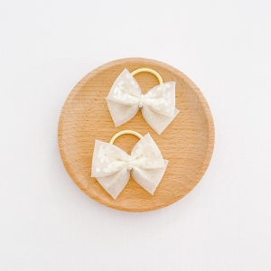 Girl Hair Tie Bow Sheer Lace Pair (GPT9322)